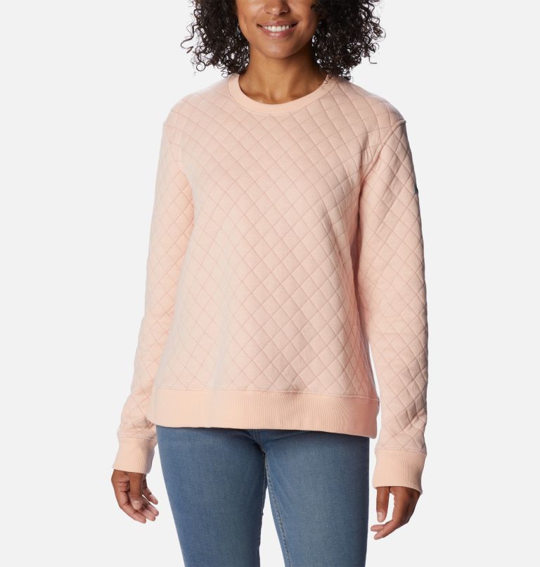 Women's Columbia Lodge Quilted Crew Sweatshirt, Color: Peach Blossom, image 1