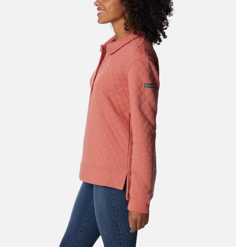 Thumbnail: Women's Columbia Lodge Quilted Polo, Color: Dark Coral, image 3