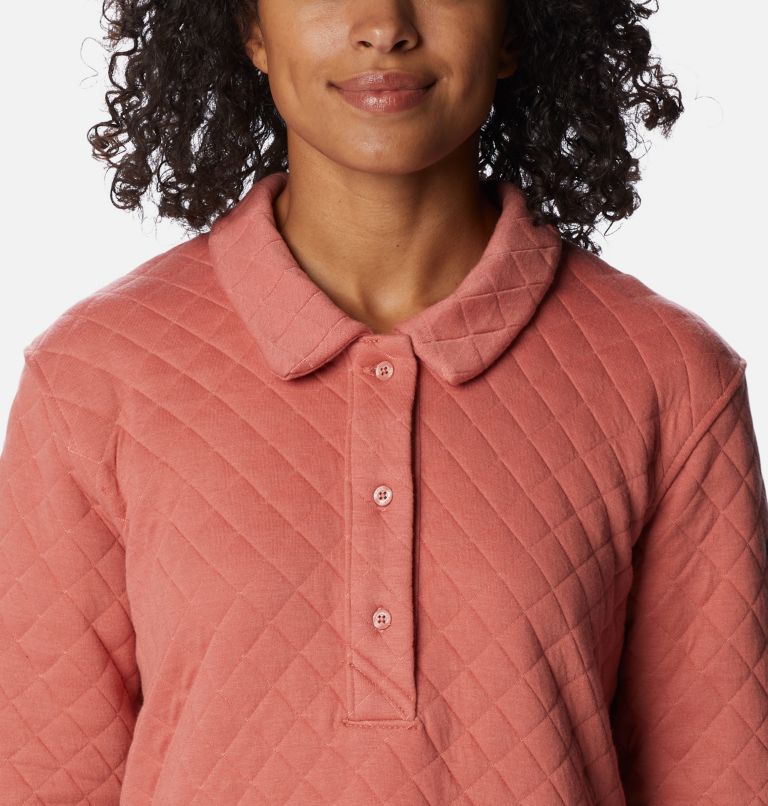 Thumbnail: Women's Columbia Lodge Quilted Polo, Color: Dark Coral, image 4