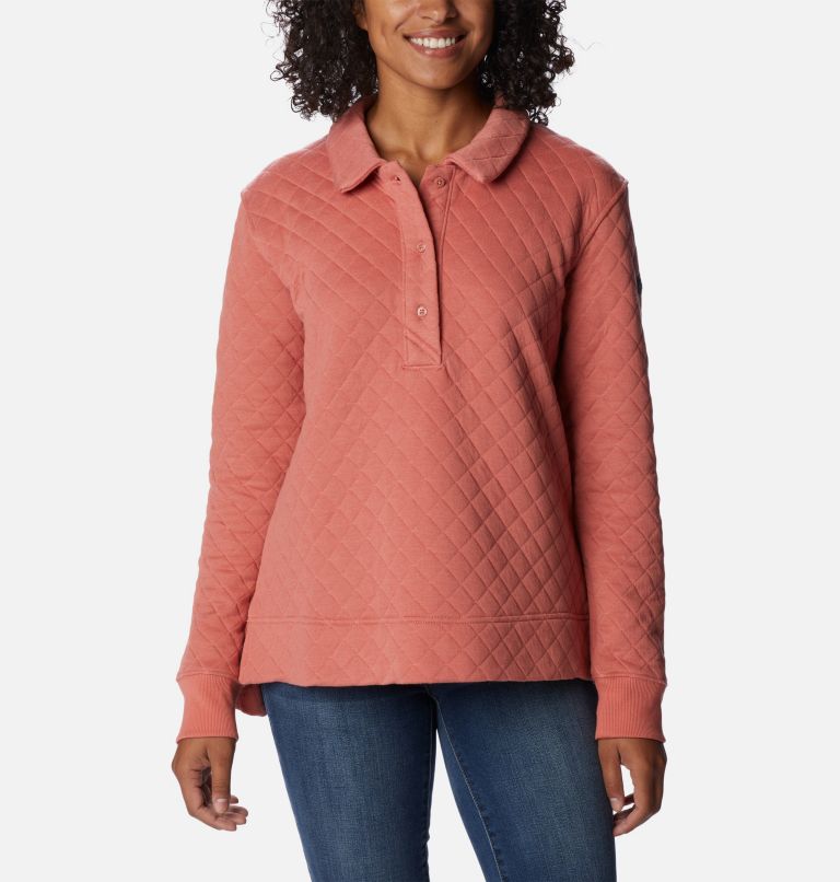 Thumbnail: Columbia Lodge Quilted Polo | 639 | M, Color: Dark Coral, image 1