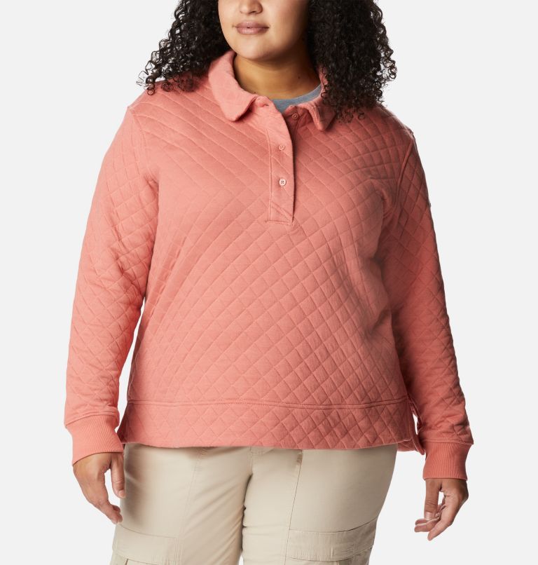 Women's Columbia Lodge Quilted Polo - Plus Size, Color: Dark Coral, image 1