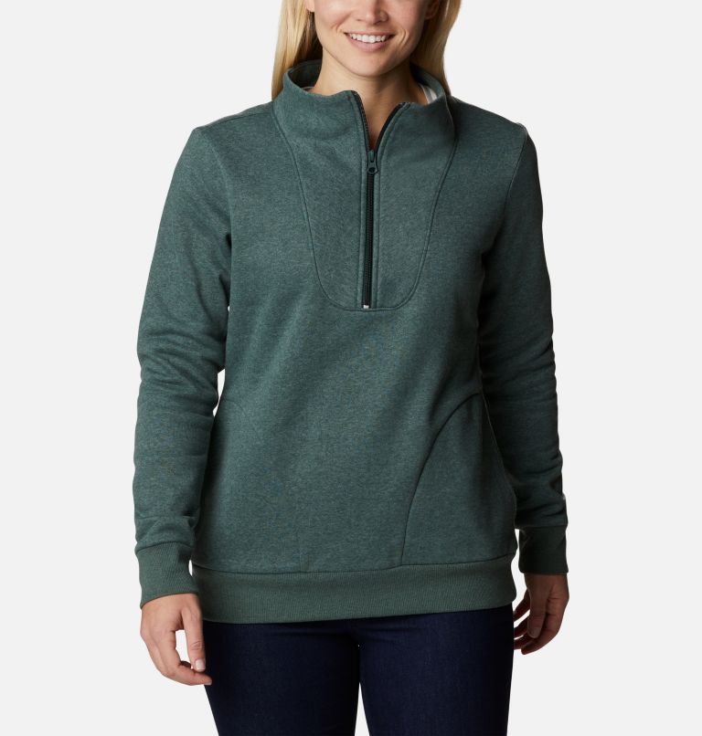 Women's Hart Mountain Quarter Zip Fleece Pullover, Color: Spruce Heather, image 1