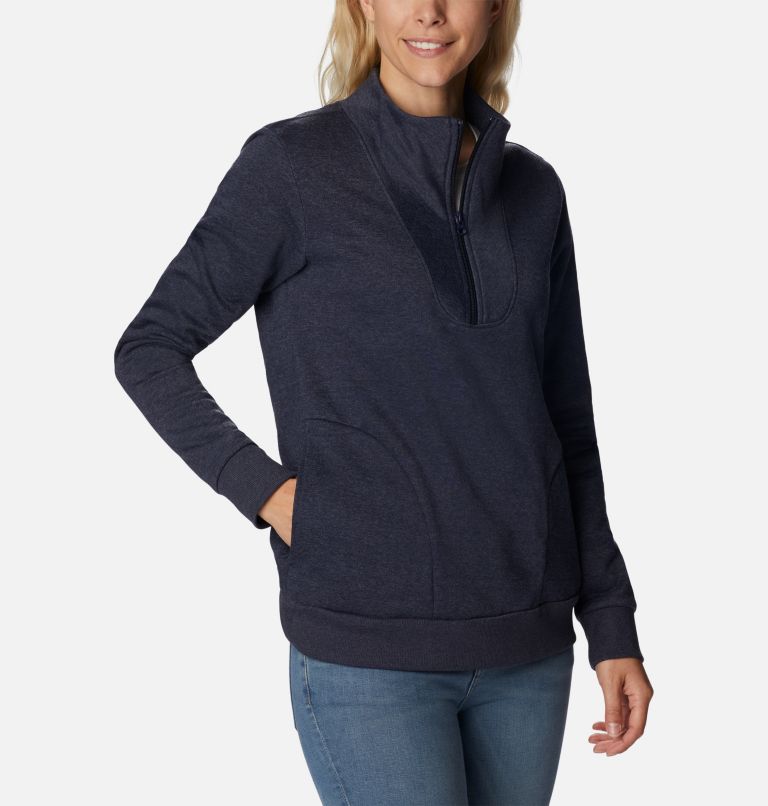 Thumbnail: Women's Hart Mountain Quarter Zip Fleece Pullover, Color: Dark Nocturnal Heather, image 5