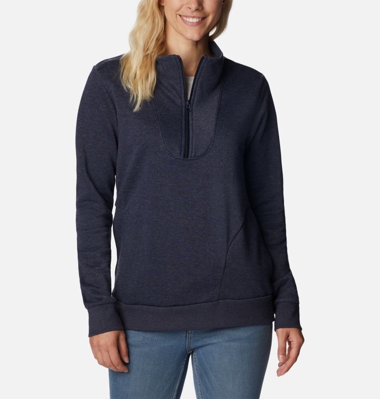 Thumbnail: Women's Hart Mountain Quarter Zip Fleece Pullover, Color: Dark Nocturnal Heather, image 1