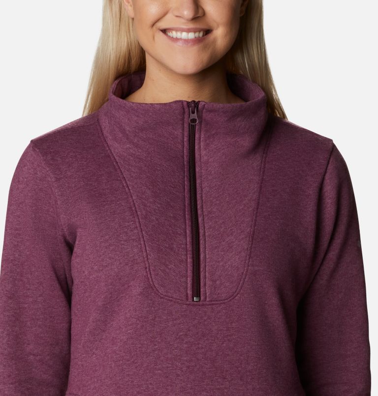 Thumbnail: Women's Hart Mountain Quarter Zip Fleece Pullover, Color: Marionberry Heather, image 4