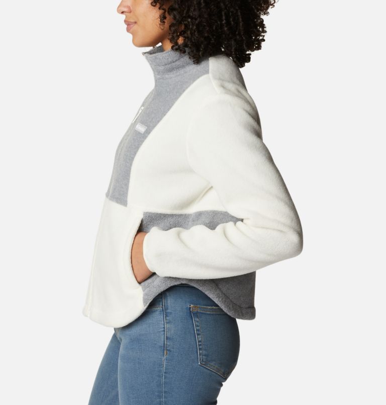 Women's Benton Springs Colorblock Full Zip Fleece Jacket, Color: Chalk, Light Grey Heather, image 3