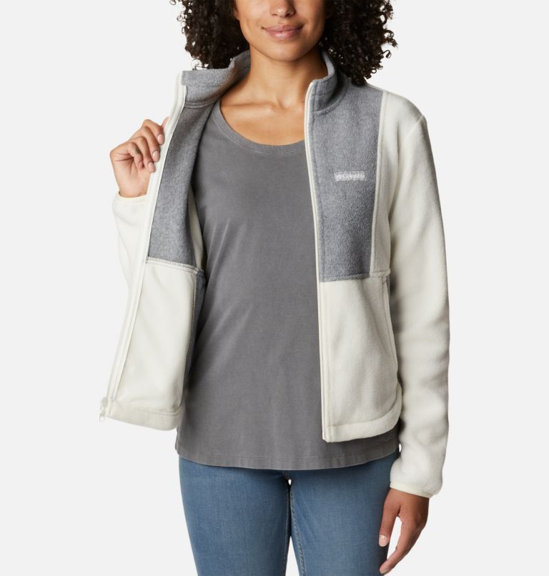 Women's Benton Springs Colorblock Full Zip Fleece Jacket, Color: Chalk, Light Grey Heather, image 5
