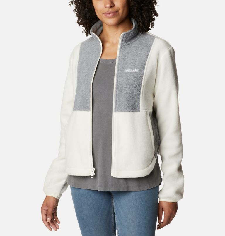 Women's Benton Springs Colorblock Full Zip Fleece Jacket, Color: Chalk, Light Grey Heather, image 6