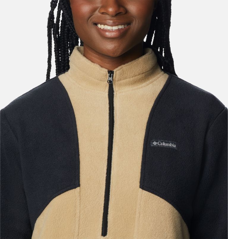 Thumbnail: Women's Benton Springs Colorblock Half Zip Fleece Pullover, Color: Black, Beach, image 4
