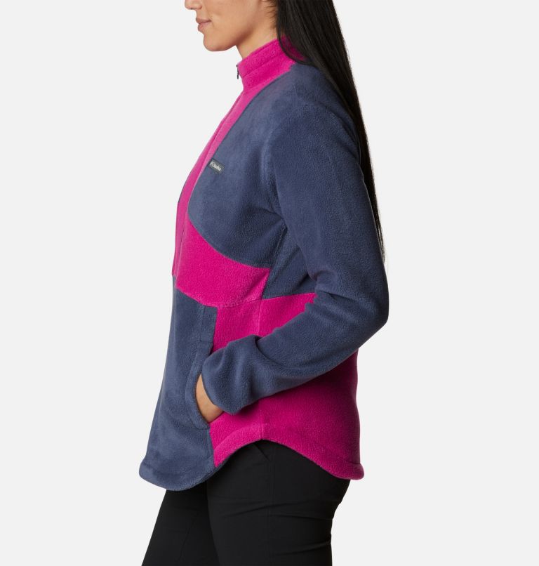 Thumbnail: Women's Benton Springs Colorblock Half Zip Fleece Pullover, Color: Nocturnal, Wild Fuchsia, image 3