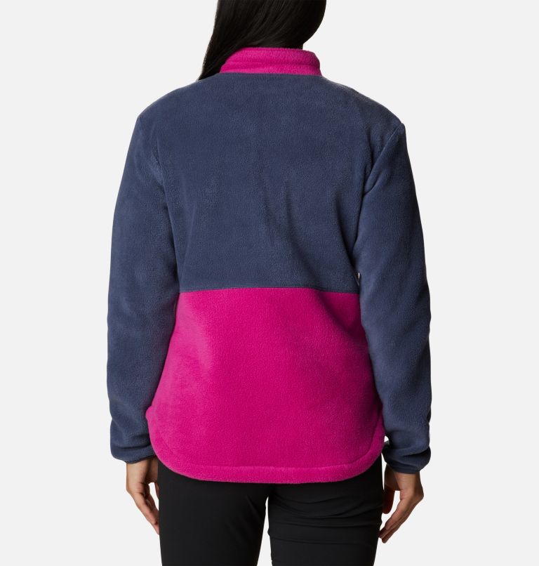 Thumbnail: Women's Benton Springs Colorblock Half Zip Fleece Pullover, Color: Nocturnal, Wild Fuchsia, image 2