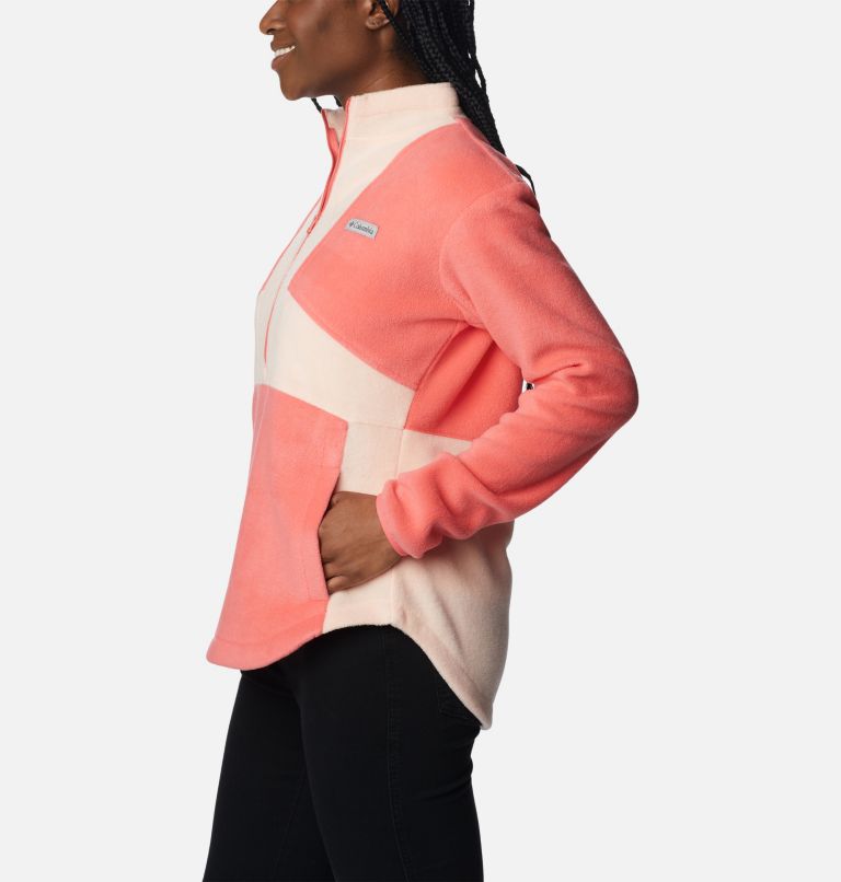 Women's Benton Springs Colorblock Half Zip Fleece Pullover, Color: Blush Pink, Peach Blossom, image 3