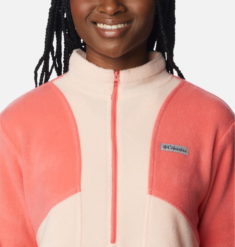 Thumbnail: Women's Benton Springs Colorblock Half Zip Fleece Pullover, Color: Blush Pink, Peach Blossom, image 4