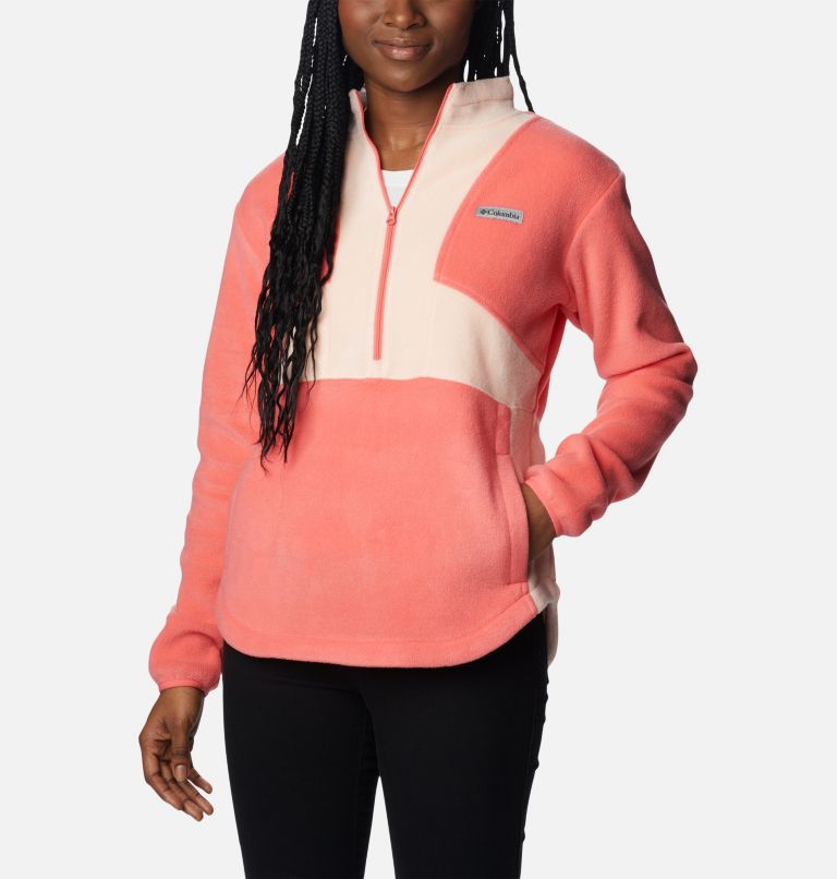 Thumbnail: Women's Benton Springs Colorblock Half Zip Fleece Pullover, Color: Blush Pink, Peach Blossom, image 5