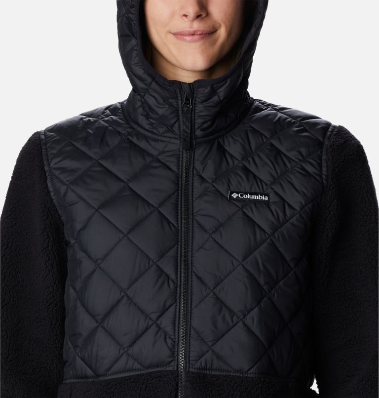Women's Crested Peak Hooded Fleece Jacket, Color: Black, image 4