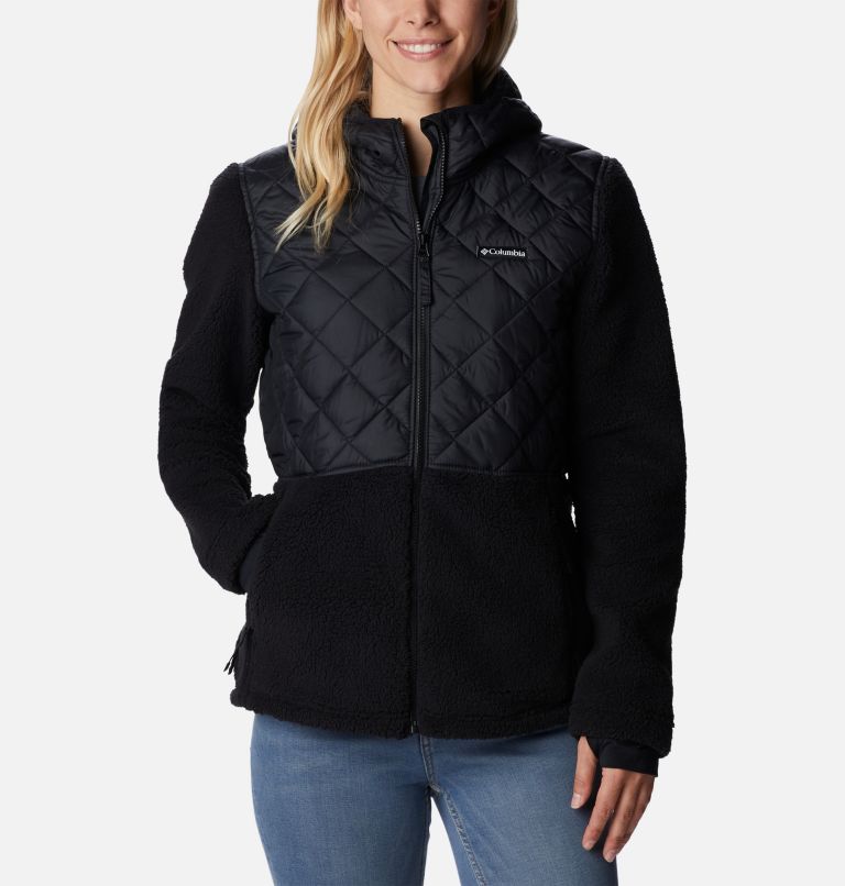 Thumbnail: Women's Crested Peak Hooded Fleece Jacket, Color: Black, image 1