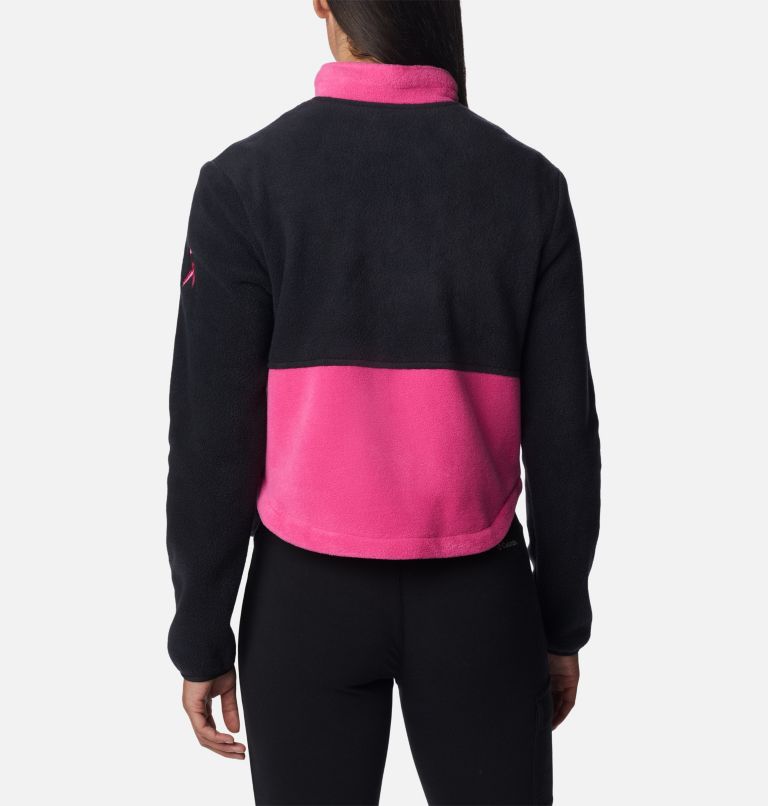 Thumbnail: Women's Tested Tough In Pink Colorblock Full Zip Fleece Jacket, Color: Black, Pink Ice, image 2