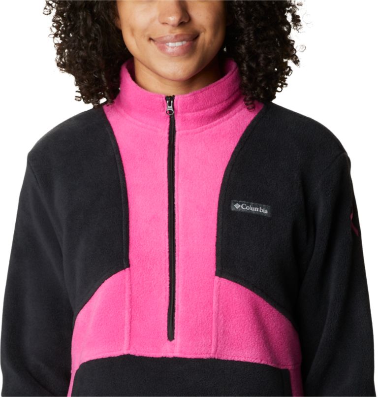Chandail polaire à demi-zip Tested Tough In Pink Colorblock Femme, Color: Black, Pink Ice, image 4