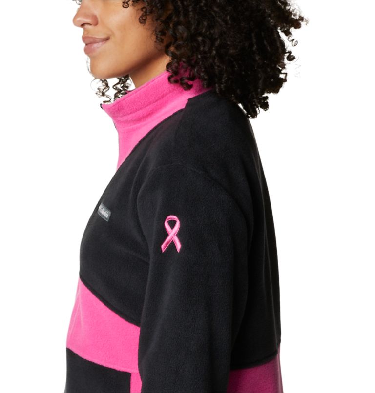 Women's Tested Tough In Pink Colorblock Half Zip Fleece Pullover, Color: Black, Pink Ice, image 5