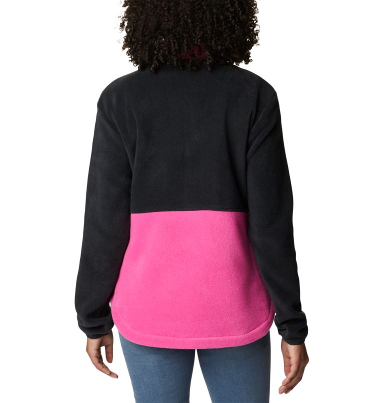Women's Tested Tough In Pink Colorblock Half Zip Fleece Pullover, Color: Black, Pink Ice, image 2