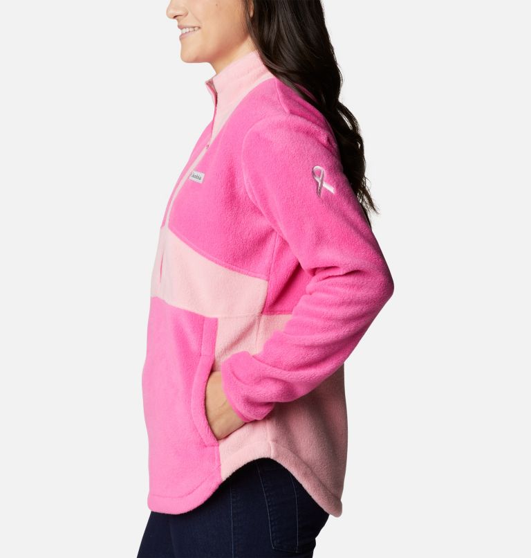 Women's Tested Tough In Pink Colorblock Half Zip Fleece Pullover, Color: Pink Ice, Pink Orchid, image 3