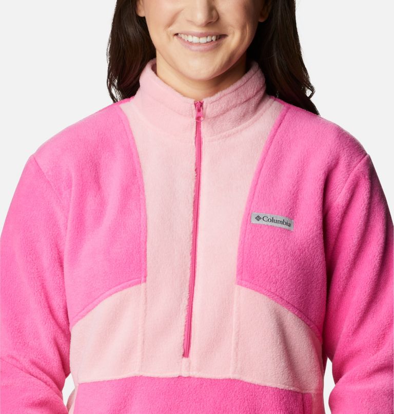 Thumbnail: Women's Tested Tough In Pink Colorblock Half Zip Fleece Pullover, Color: Pink Ice, Pink Orchid, image 4