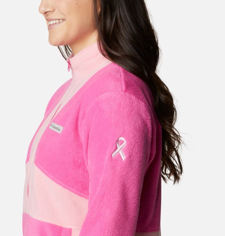 Thumbnail: Women's Tested Tough In Pink Colorblock Half Zip Fleece Pullover, Color: Pink Ice, Pink Orchid, image 5