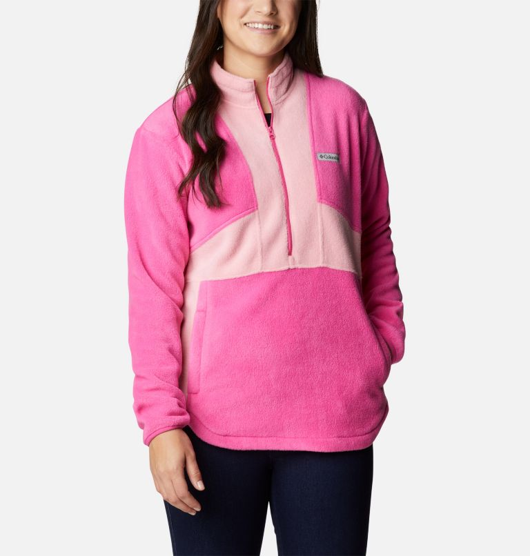 Thumbnail: Women's Tested Tough In Pink Colorblock Half Zip Fleece Pullover, Color: Pink Ice, Pink Orchid, image 6