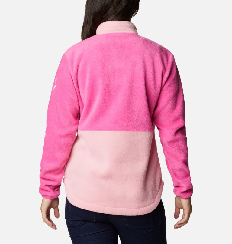 Thumbnail: Women's Tested Tough In Pink Colorblock Half Zip Fleece Pullover, Color: Pink Ice, Pink Orchid, image 2