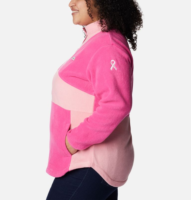 Women's Tested Tough In Pink Colorblock Half Zip Fleece Pullover - Plus Size, Color: Pink Ice, Pink Orchid, image 3