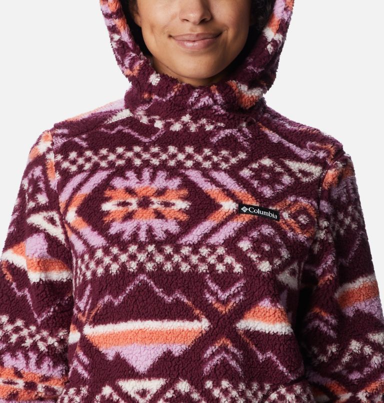 Women's West Bend Hoodie, Color: Marionberry Checkered Peaks, image 4