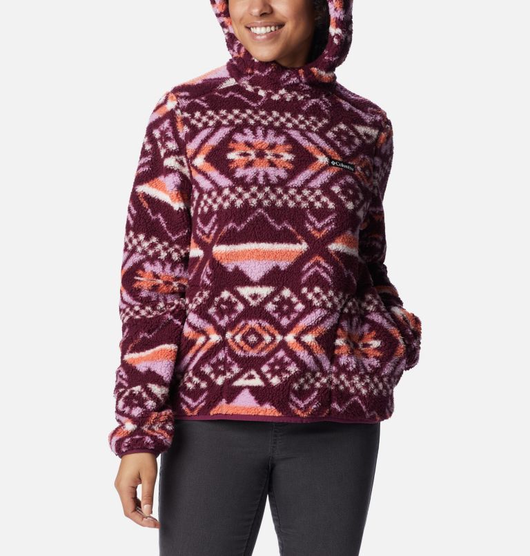 Women's West Bend Hoodie, Color: Marionberry Checkered Peaks, image 5
