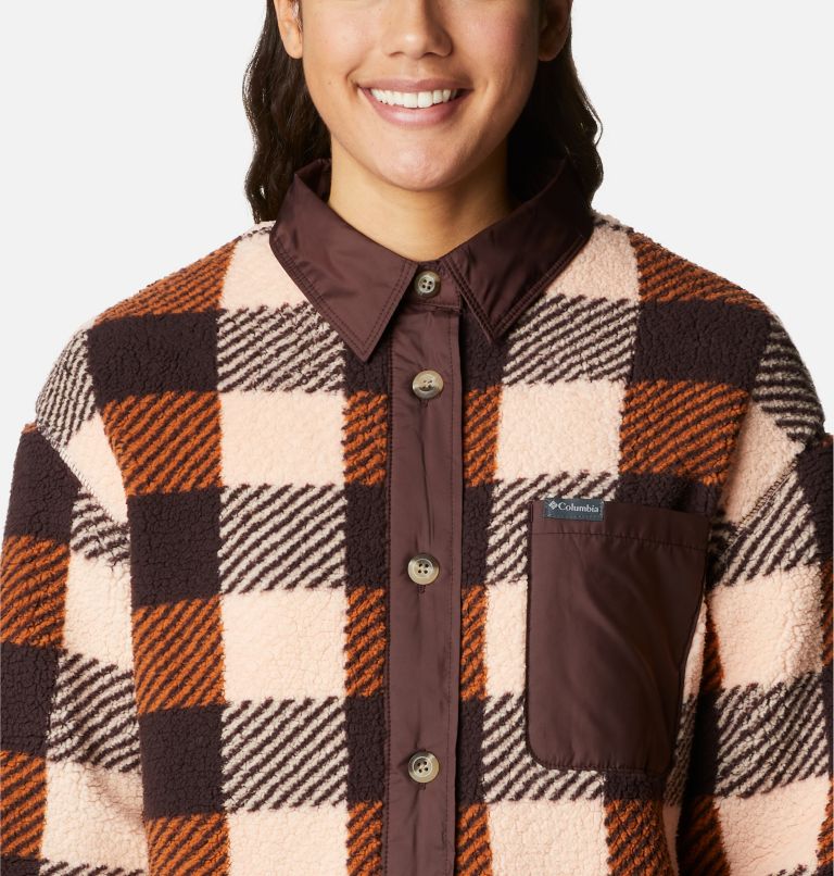 Thumbnail: Women's West Bend Shirt Jacket, Color: Warm Copper Check Multi Print, image 4