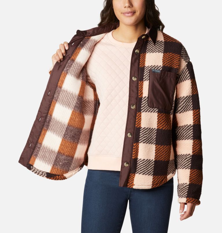 Thumbnail: Women's West Bend Shirt Jacket, Color: Warm Copper Check Multi Print, image 5