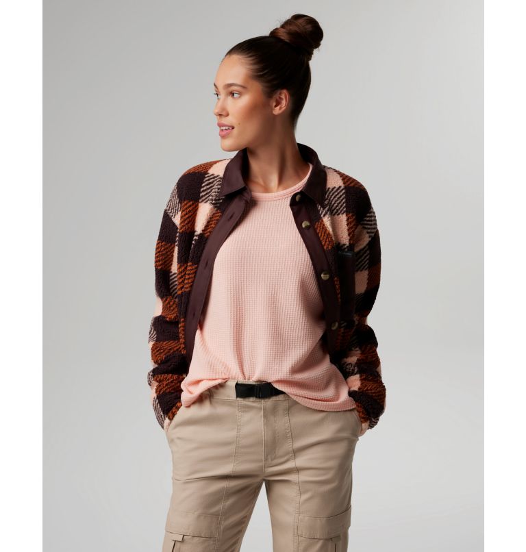 Women's West Bend Shirt Jacket, Color: Warm Copper Check Multi Print, image 9