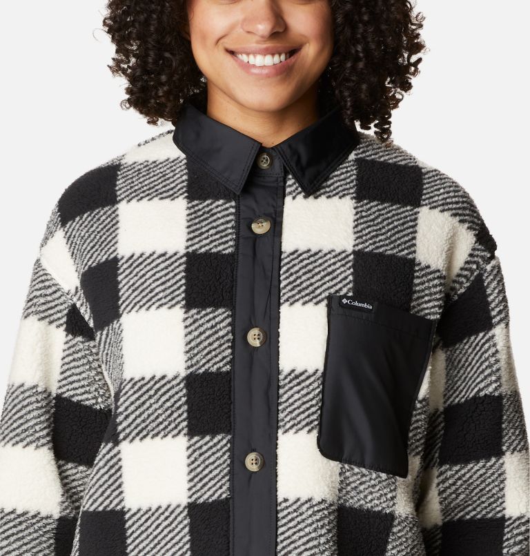 Women's West Bend Fleece Shirt Jacket, Color: Chalk Check Print, image 4