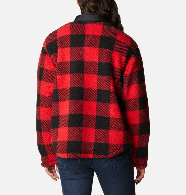 Thumbnail: Women's West Bend Fleece Shirt Jacket, Color: Red Lily Check Print, image 2
