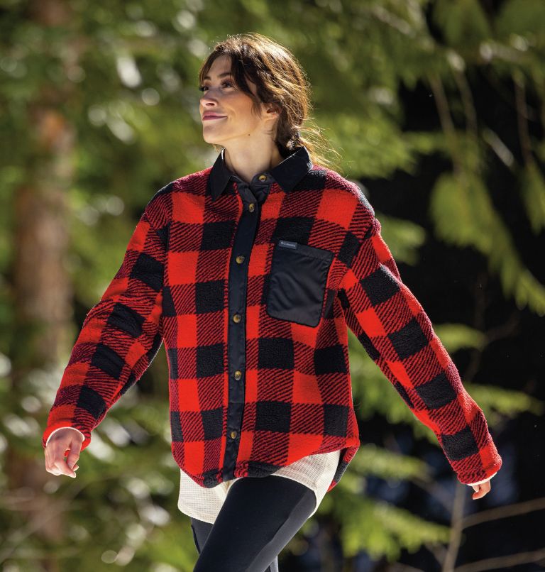 Thumbnail: West Bend Shirt Jacket | 658 | XL, Color: Red Lily Check Print, image 7