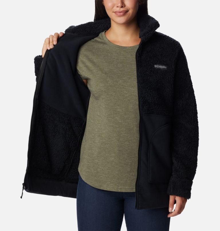 Women's Winter Pass Sherpa Long Full Zip Fleece Jacket, Color: Black, image 5
