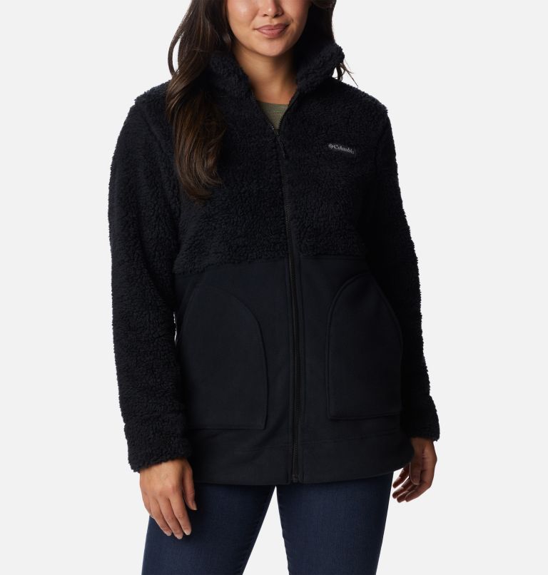 Women's Winter Pass Sherpa Long Full Zip Fleece Jacket, Color: Black, image 1