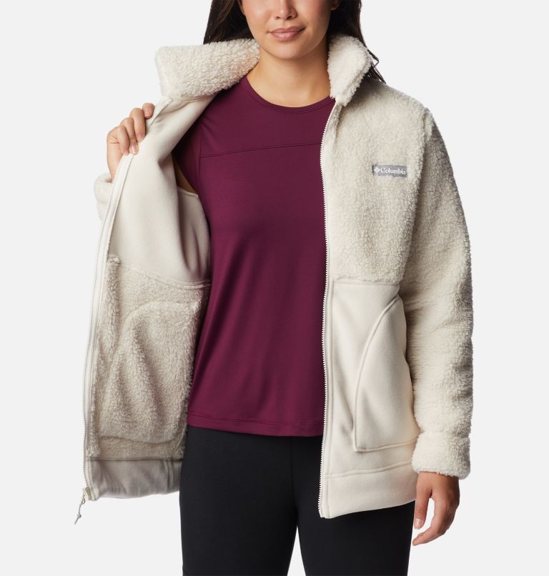 Women's Winter Pass Sherpa Long Full Zip Fleece Jacket, Color: Chalk, image 5