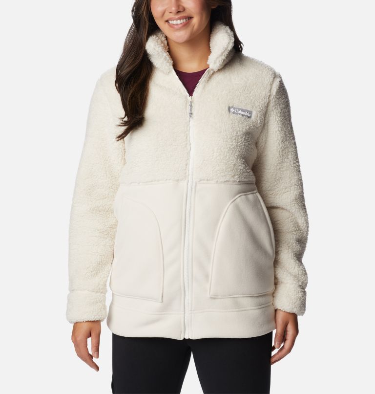 Thumbnail: Women's Winter Pass Sherpa Long Full Zip Fleece Jacket, Color: Chalk, image 1
