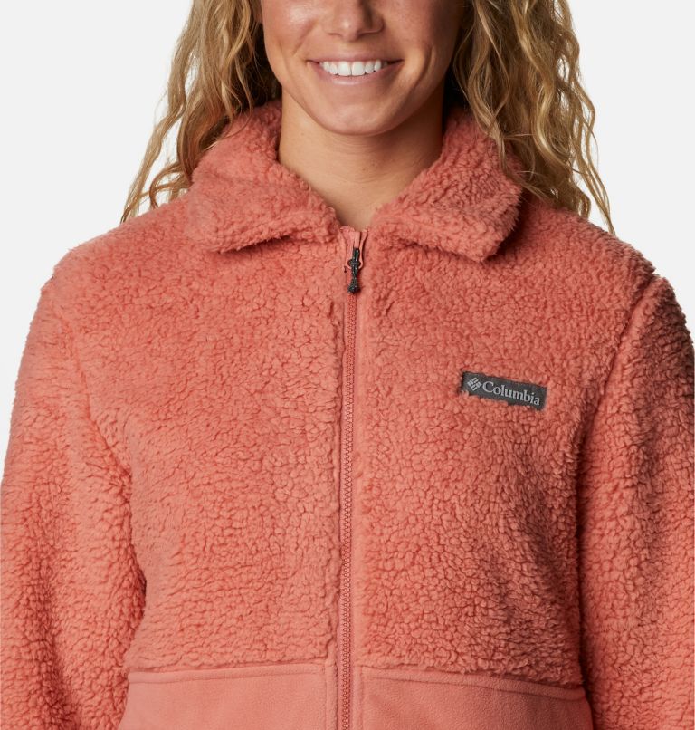 Women's Winter Pass Sherpa Long Full Zip Fleece Jacket, Color: Dark Coral, image 4