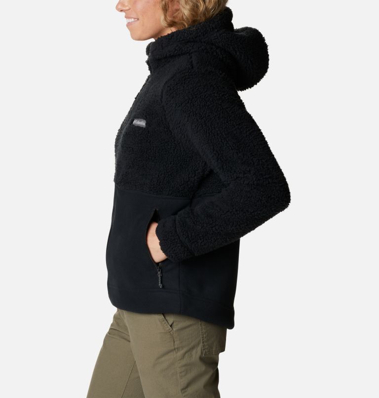 Women's Winter Pass Sherpa Hooded Full Zip Fleece Jacket, Color: Black, image 3