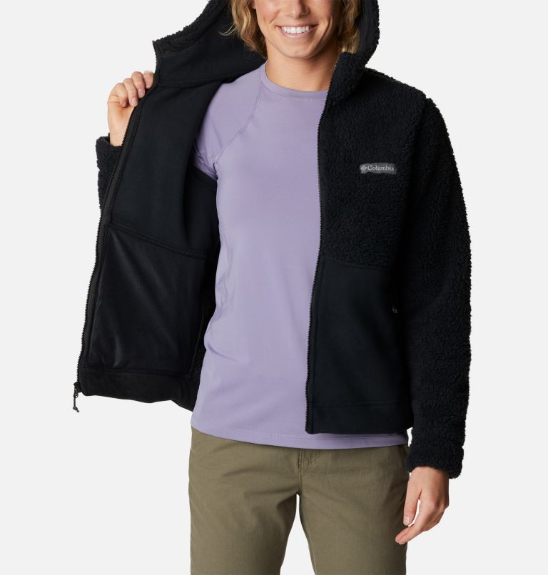 Women's Winter Pass Sherpa Hooded Full Zip Fleece Jacket, Color: Black, image 5