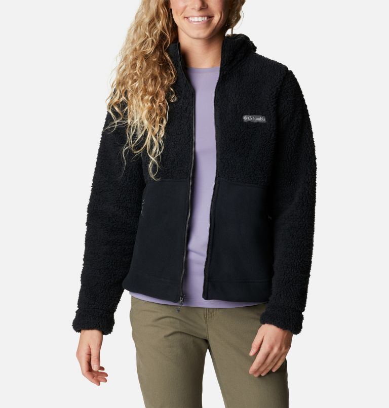 Women's Winter Pass Sherpa Hooded Full Zip Fleece Jacket, Color: Black, image 6