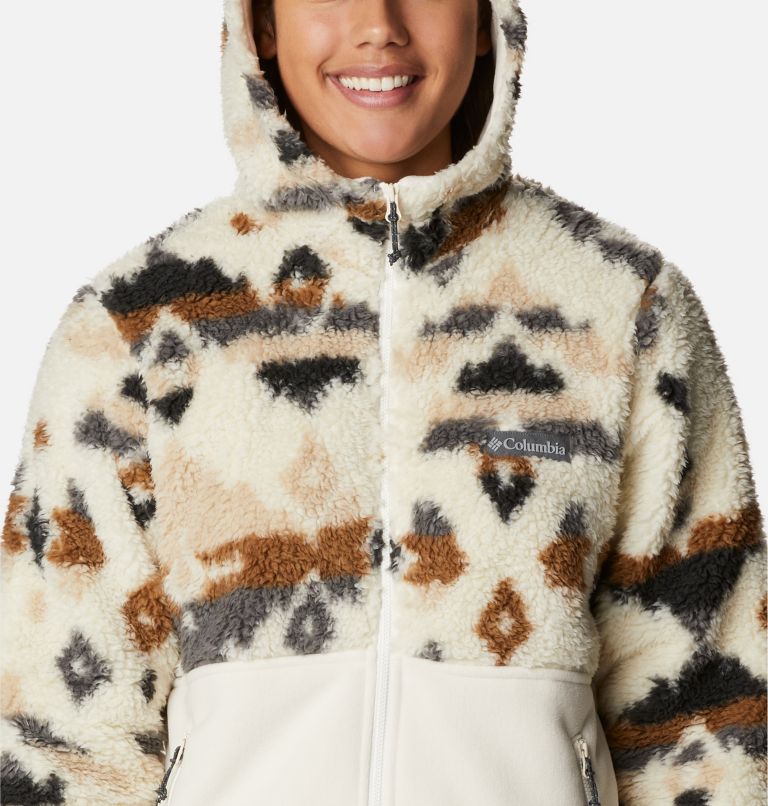 Veste polaire zippée à capuchon Winter Pass Femme, Color: Chalk Rocky MT Print, Chalk, image 4