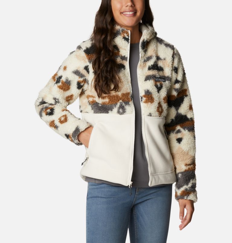 Veste polaire zippée à capuchon Winter Pass Femme, Color: Chalk Rocky MT Print, Chalk, image 6