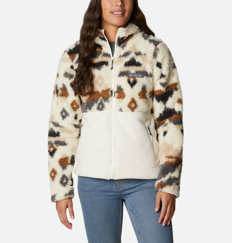 Veste polaire zippée à capuchon Winter Pass Femme, Color: Chalk Rocky MT Print, Chalk, image 1