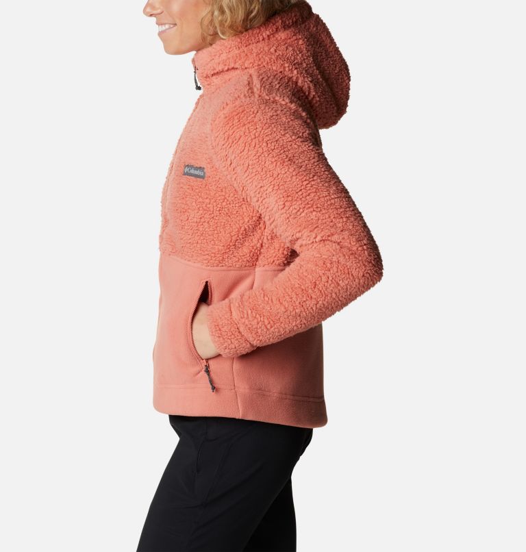 Thumbnail: Women's Winter Pass Sherpa Hooded Full Zip Fleece Jacket, Color: Dark Coral, image 3